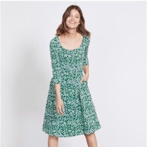 Boden Green Polka Dot Julianna Ponte Fit Flare Dress 18 Long